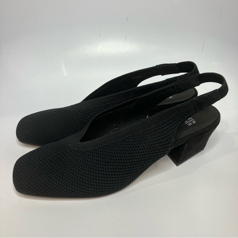 Eileen Fisher Vasa stretch knit slingback pumps black size 11